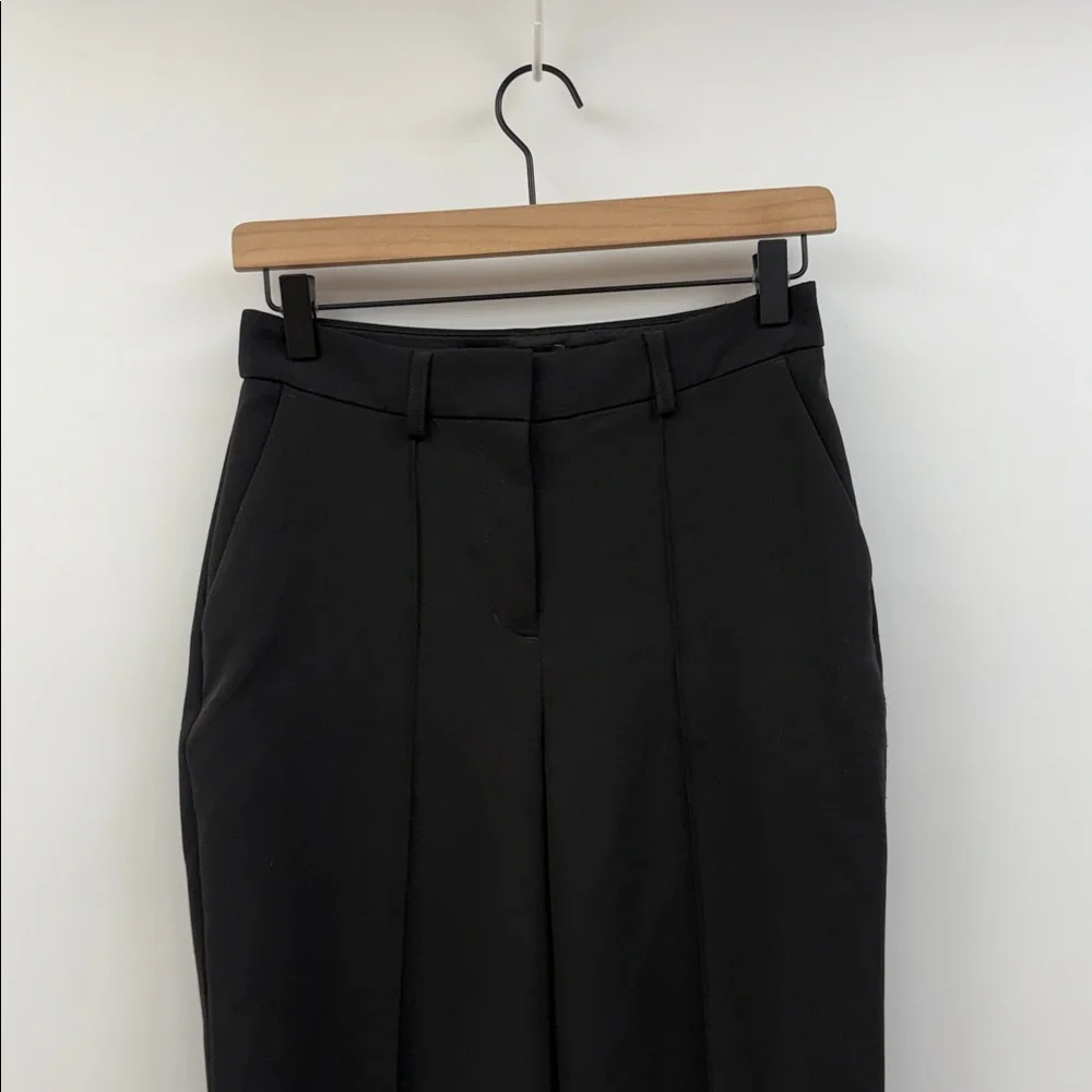 Express High Rise Trouser Crepe Relaxed Boot Pant Minimalist Career Black 0 - Picture 4 of 10